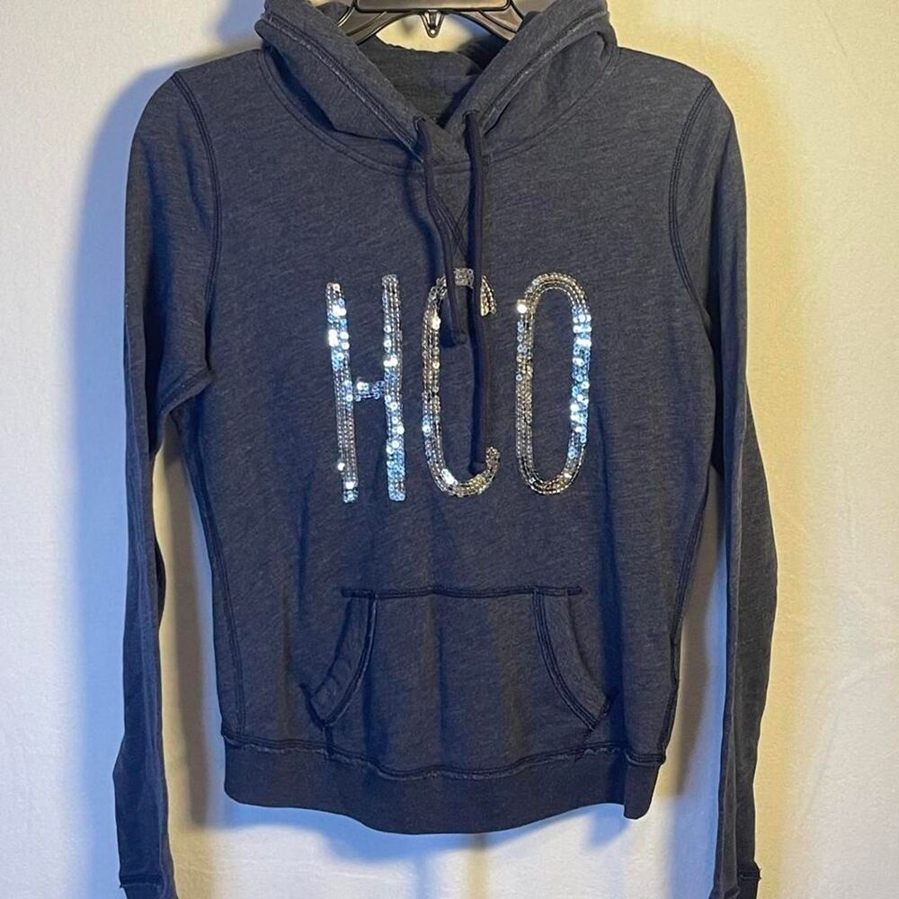 Hollister Women's Blue Hoodie w/ Sequins size Medium